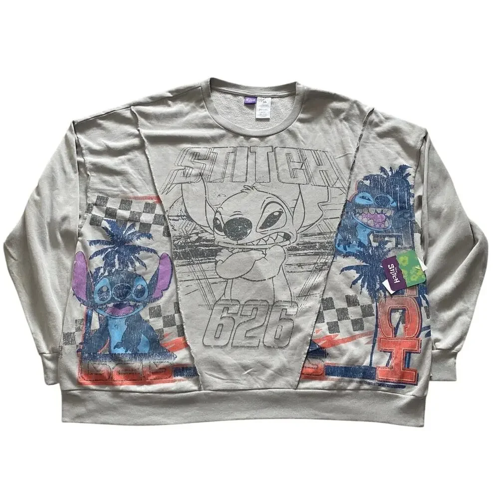 NWT Disney Stitch Experiment 626 Colorblock Crewneck Sweatshirt Gray 2XL